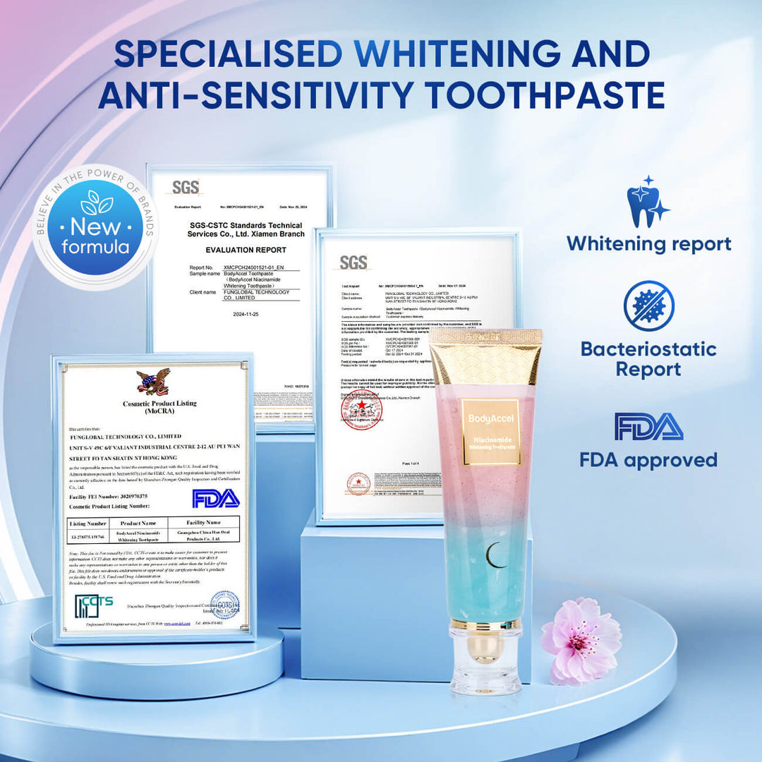 BodyAccel® Pasta dental blanqueadora con niacinamida
